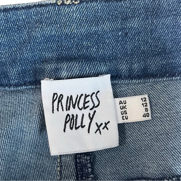 Princess Polly High Waist Straight Leg Jeans Medium Wash Sz 8 - Picture 8 of 9